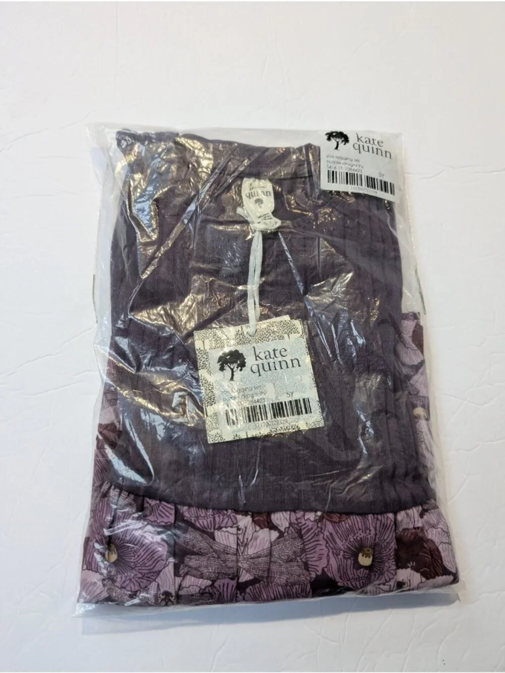 Kate Quinn Zoe Legging Set Purple Dragonfly 5Y Ruffle Top Organic Cotton